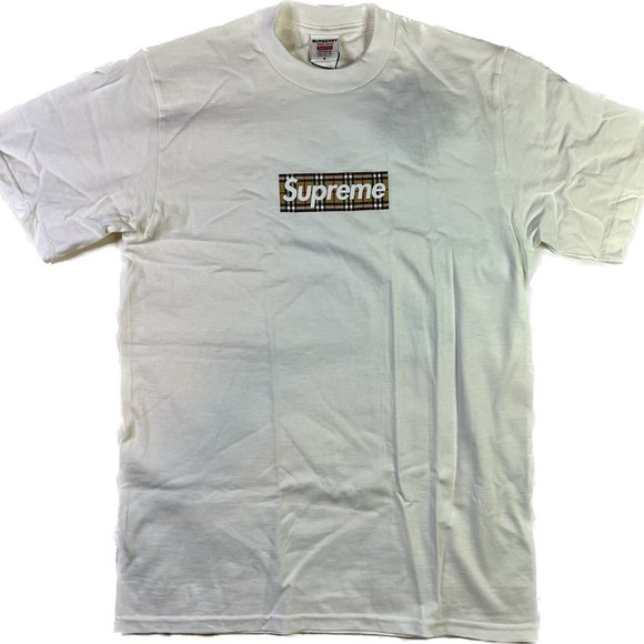 Supreme Burberry White Box Logo Tee Shirt Size Small - Picture 8 of 8